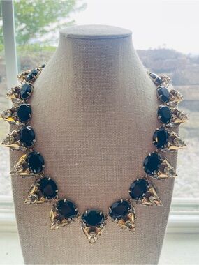 J. Crew Vintage Statement Necklace Black Gold